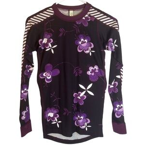 Helly Hansen Womens XS Purple Floral Baselayer Winter Activewear‎ Shirt